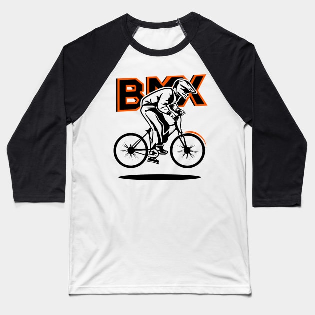 BMX Rider Silhouette for Men Women Kids and Bike Riders Baseball T-Shirt by Vermilion Seas